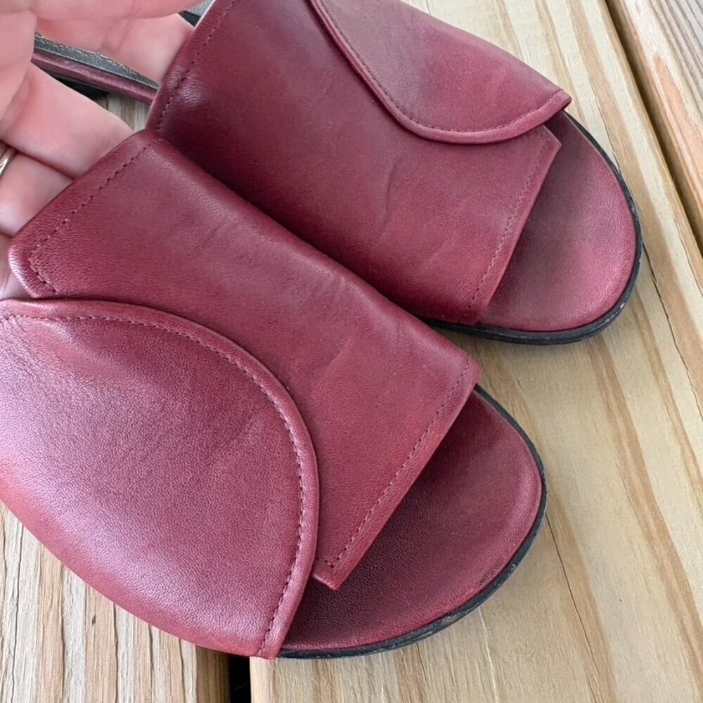 ** Keyman Design Leather Maroon kitten heel sandals 38 - Picture 5 of 7